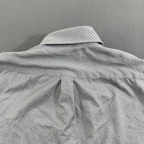 Peter Millar Button Up Mens Large Gray Shirt Blue Polka Dots Short Sleeves - Picture 6 of 13
